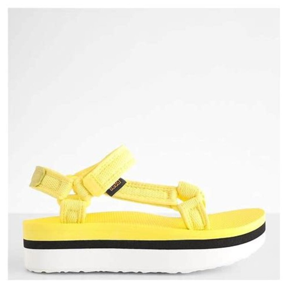 Teva Yellow Flatform Sandals with Platform Sole - Size 8